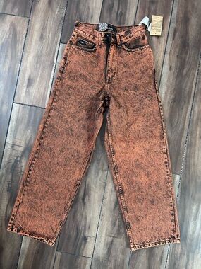 Vans Women’s Acid-Wash Rust Orange Relaxed Jeans
